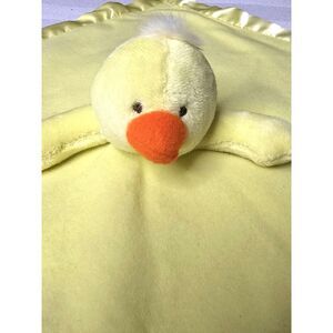 Baby Boom Baby Duck Lovey Security Blanket  Yellow Satin Trim 17” Square